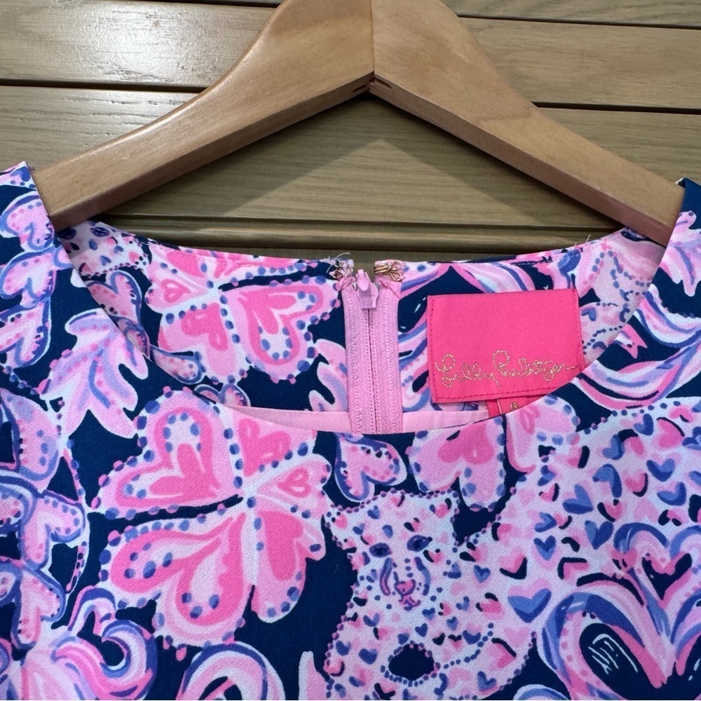 Lilly Pulitzer Pink and Blue Heart Cheetah Skort Dress Slit Side / 6 - Picture 7 of 15